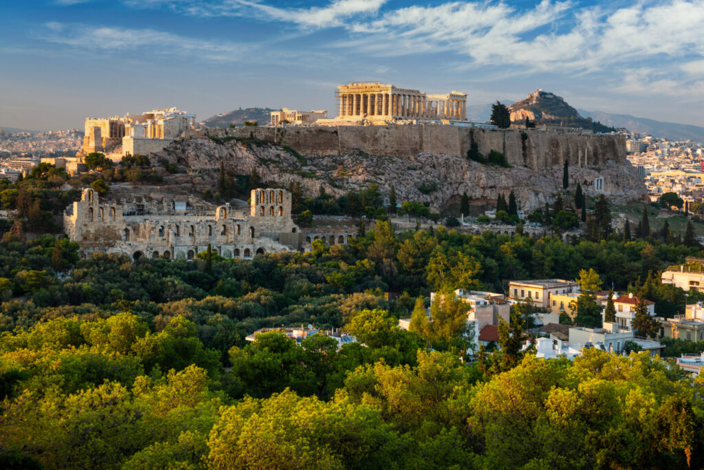 scenic panoramic view of acropolis in athens greece